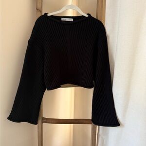 Black Ribbed Knit Sweater